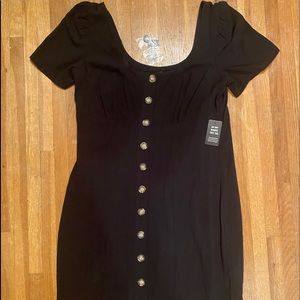 Button Black Dress